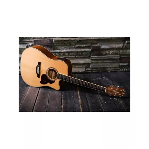 CRAFTER DE 7/N Natur elektroakusztikus gitár táskával