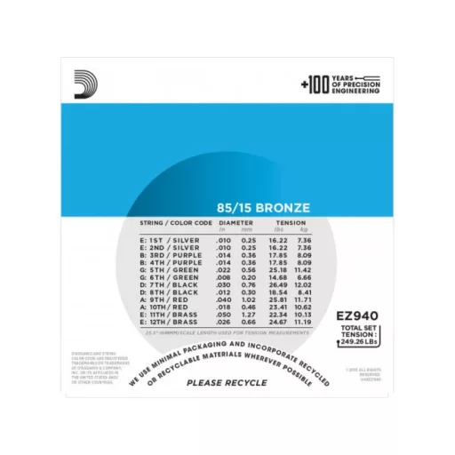 DADDARIO EZ940 10-50 12-húros akusztikus gitárhúrok