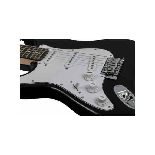 VESTON GUITARS ST-SSS-BK LH Fekete Balkezes Elektromos Gitár