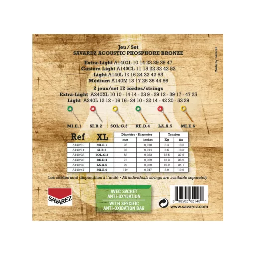 SAVAREZ A140XL FOSZFOR BRONZ 10-47 Akusztikus Gitár Húrok
