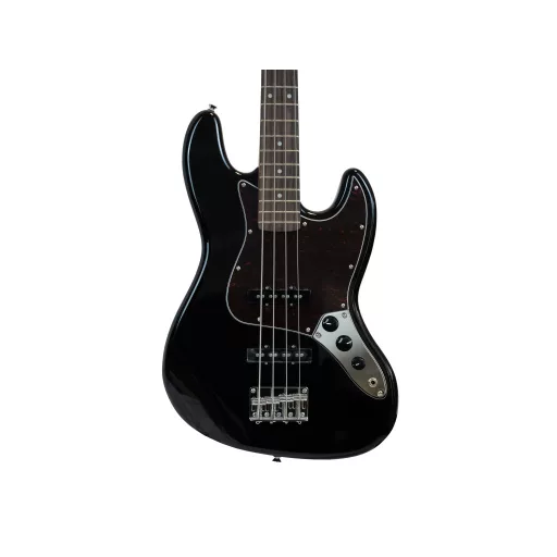 SX E-Bass JB Modell, 2xSC Pickups, beleértve a tokot, fekete
