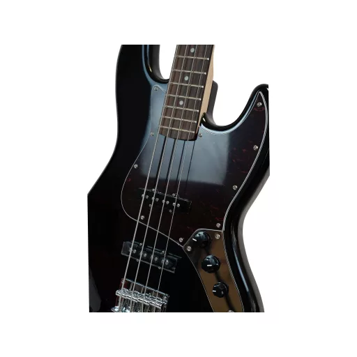 SX E-Bass JB Modell, 2xSC Pickups, beleértve a tokot, fekete