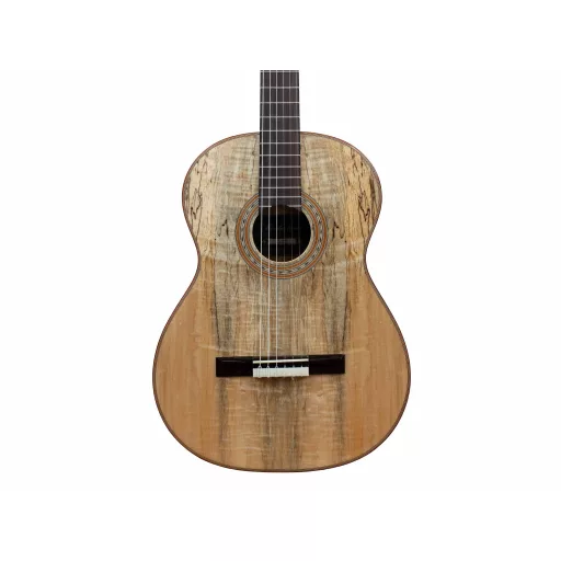 MERIDA klasszikus gitár, 4/4, tömör lucfenyő fedőlap spalted juharfurnérral