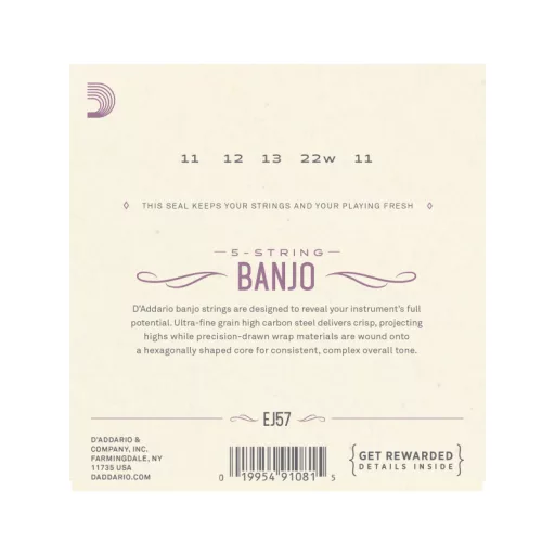 DADDARIO EJ57 11-22 Banjo Húrok