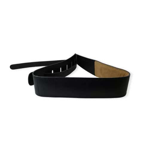 FUSELLI bőrgitárpánt, párnázott szíj, 2.8 mm vastag, 7 cm széles, szín: fekete