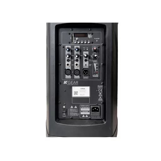 K-GEAR Aktív oszlopos PA rendszer 8" mélynyomóval, 200W, Li-Ion akkumulátor az extra akkus üzemhez