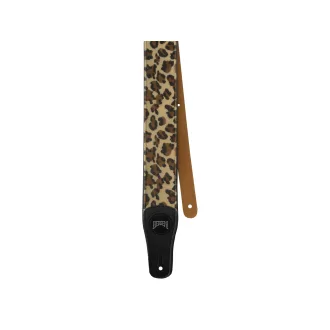   BERGEN Gitárheveder, műbőr, szín: fekete/leopard mintás műszőrme, belül barna műbőrszál, hossz: 100-14