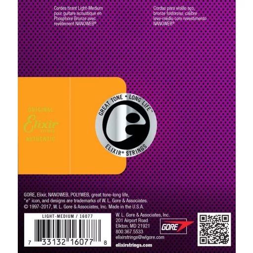 Elixir 16077 Phosphor Bronze Light-Medium (12-56) NW akusztikus húrok