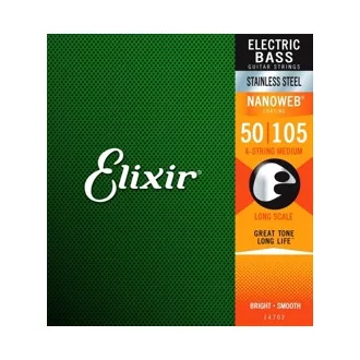   Elixir 14702 Medium (50-105) NW Long Scale - acél basszusgitár húrok