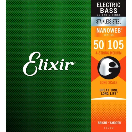 Elixir 14702 Medium (50-105) NW Long Scale - acél basszusgitár húrok