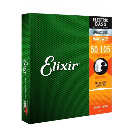 Elixir 14702 Medium (50-105) NW Long Scale - acél basszusgitár húrok