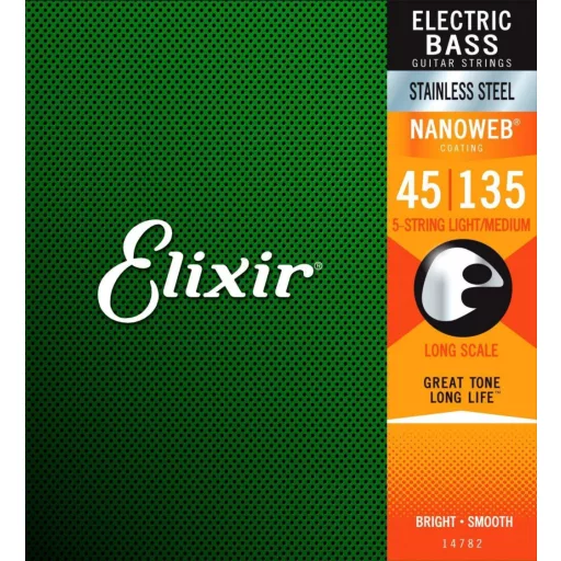 Elixir 14782 Light/Medium (45-105,135) NW Long Scale - acél basszusgitár húrok