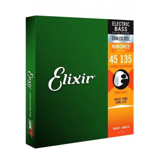 Elixir 14782 Light/Medium (45-105,135) NW Long Scale - acél basszusgitár húrok