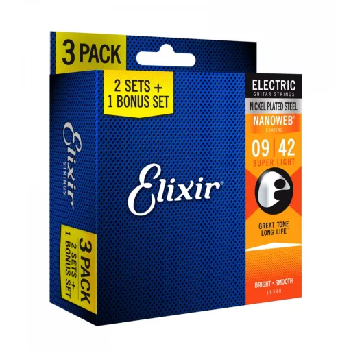 Elixir 16540 Super Light (9-42) NW - hármas készlet elektromos gitárhúrokhoz