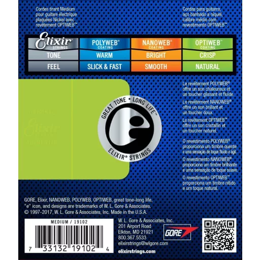 Elixir 19102 Optiweb Medium - elektromos gitárhúrok 11-49