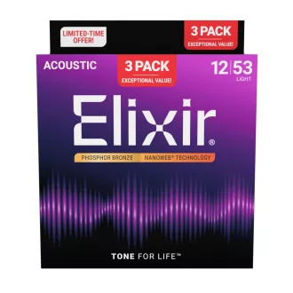   Elixir 16569 Acou Phos NW Lt (3Pk 16052) - hármas húr készlet