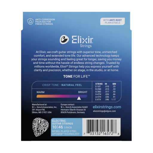 Elixir 16572 Elec Nckl OW Lt (3Pk 19052) - hármas húrkészlet