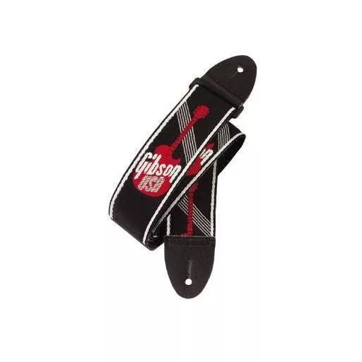 Gibson GG600 Szőtt Stílusú 2" Gitárpánt Gibson Logóval Piros