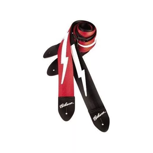 Gibson GSBL10 Lightning Bolt Style 2" Safety Strap Jet Black gitár heveder