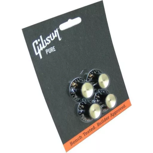 Gibson MK-020 Top Hat Style Fekete/Arany Fém Betét - potméter gombok