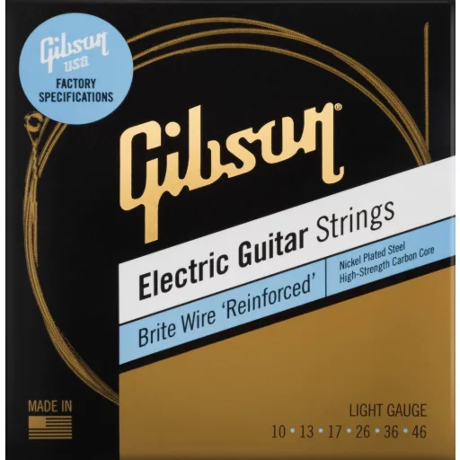 Gibson SEG-BWR10 Brite Wire Reinforced Electric Guitar Strings 10-46 Light Gauge húrok