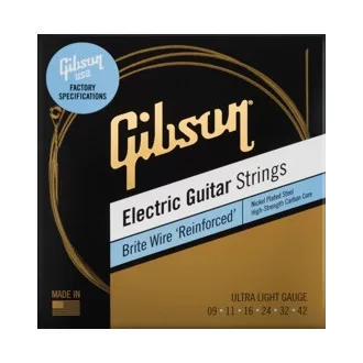   Gibson SEG-BWR9 Brite Wire Reinforced Electric Guitar Strings 9-42 Ultra-Light Gauge húrok
