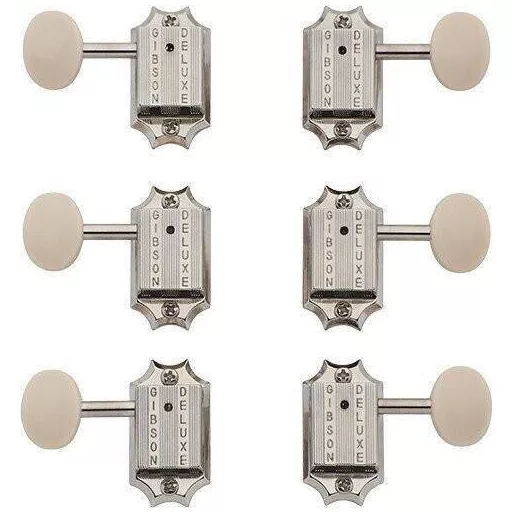 Gibson MH-060 Deluxe White Button Tuner Set, Vintage Nickel - kulcskészlet
