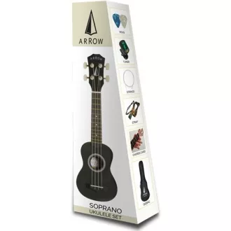   Arrow PB10 BK Soprano Black *SET* - szoprán ukulele tartozékokkal ellátott készlet