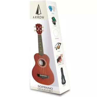   Arrow PB10 NT Soprano Natural Dark Top *SET* - szoprán ukulele kiegészítő készlettel