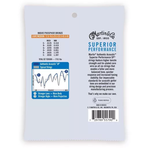 Martin MA545 Light/Medium (12.5-55) AA Foszfor Bronz 92/8 akusztikus gitár húrok