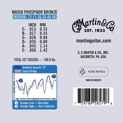 Martin MA550 Medium (13-56) AA Phosphor Bronze 92/8 húrok akusztikus gitárhoz