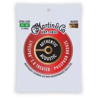   Martin MA500T Extra Light (10-47) AA Kezelt Foszfor Bronz 92/8 húrok 12 húros akusztikus gitárhoz