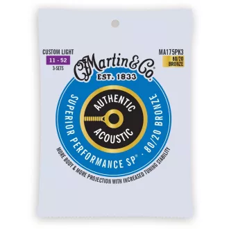   Martin MA175PK3 Custom Light (11-52) AA Bronze 80/20 háromdarabos csomag akusztikus gitárhúrokhoz