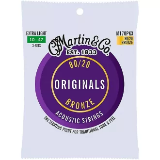   Martin M170PK3 Extra Light (10-47) Originals Bronze 80/20 akusztikus gitárhúrok trió csomagja