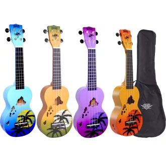  MAHALO Hawaii Szoprán Ukulele-készlet, amely 4 ukulelét tartalmaz