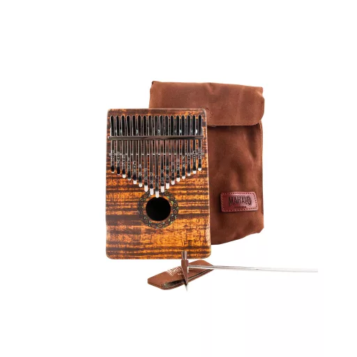 MAHALO Kalimba Flamed Koa C hangolásban, deluxe hordtáskával és hangolókalapáccsal