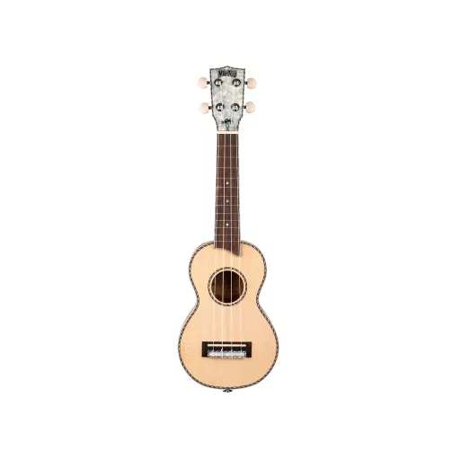 MAHALO Pearl Series Szoprán Ukulele, tömör lucfenyő fedlap, Pearl berakások, tartalmaz hordtáskát