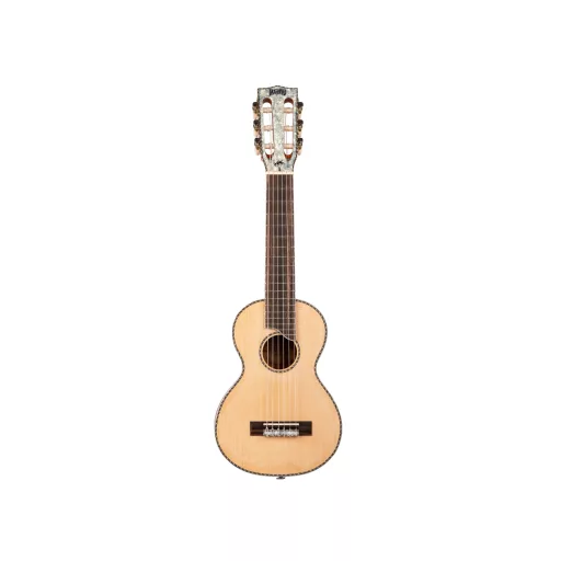 MAHALO Pearl Series Guitarlele, tömör lucfenyő fedőlap, gyöngyház betétek, beleértve a hordtáska