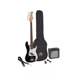   SX JB E-Bass szett, fekete inkl. 15W erősítő, táska, kábel, hangoló és heveder