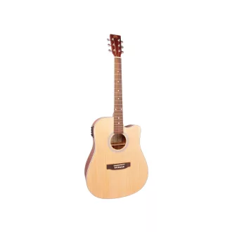 SX western gitár, cutaway, hangszedővel, natúr kivitel