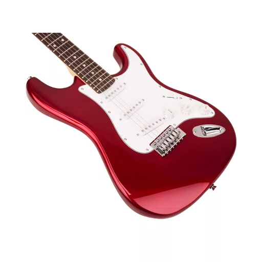 SX elektromos gitár szett, Candy Apple Red inkl. GA1065 10W erősítő, heveder, hangoló, tok, pengetők és kábel