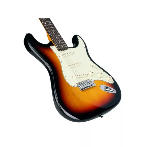 SX Elektromos Gitár, 3 Tone Sunburst, tokot tartalmaz