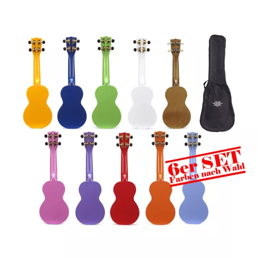 MAHALO Smiley Szoprán Ukulele-Készlet, 3 Ukuleléből áll